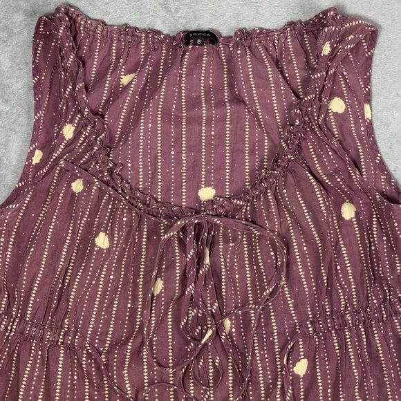 Tocca Mulberry & Cream Cotton Sleeveless Top - Picture 4 of 9